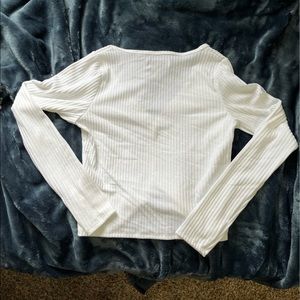 White long sleeve button up top
